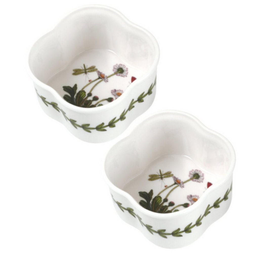 Portmeirion Botanic Garden Scalloped-Shaped Porcelain Ramekins (Daisy) 2pc